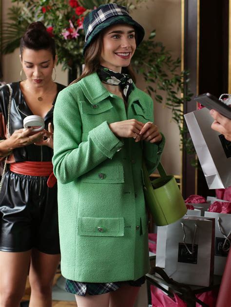 green chanel coat emily in paris|emily in Paris best outfits.